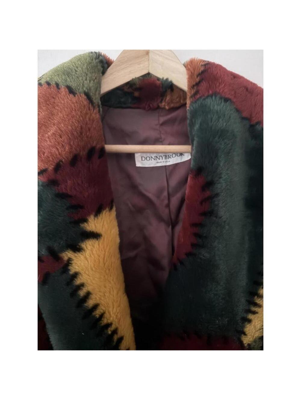 Vintage Donnybrook Patchwork Faux Fur Coat Size XL - Picture 3 of 4